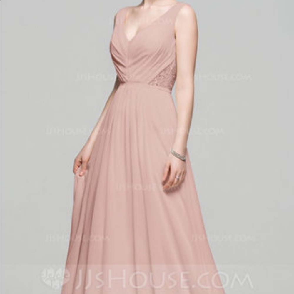 Floor length bridesmaids dress size 8 dusty rose